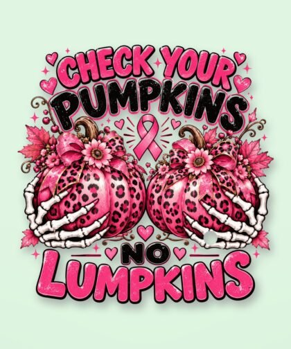 Breast Cancer PNG, Pink Leopard Pumpkins with Skeleton Hands and Ribbon Design