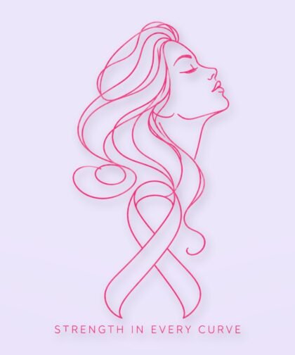 Breast Cancer Awareness Pink Ribbon Line Art PNG (Digital Download)