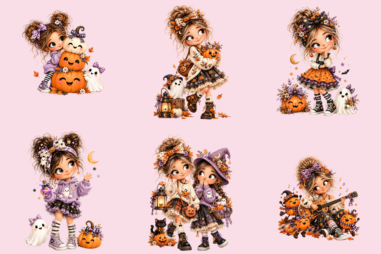 Halloween Girl Poses Bundle – 28 Spooky-Cute Designs, 84 Files