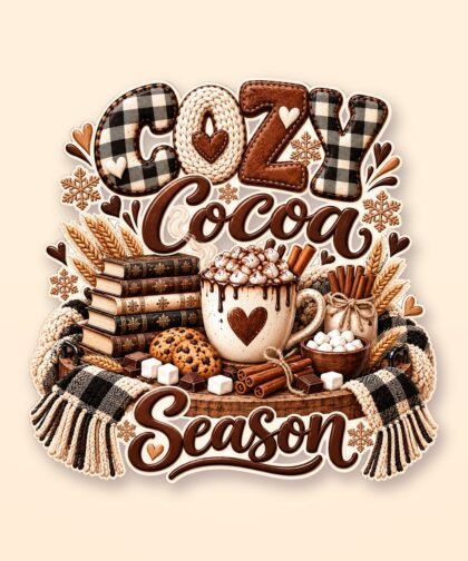 Hot Cocoa PNG Cozy Cocoa Season Shirt Design, Winter Hot Chocolate Sublimation, Cozy Winter PNG Digital Download