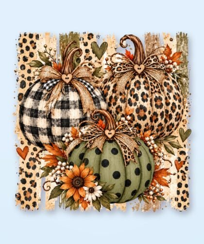 Fall Pumpkin PNG, Leopard And Buffalo Plaid Design, 4500 x Clipart
