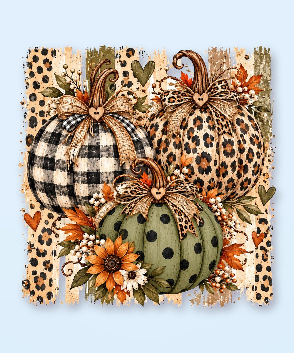 Fall Pumpkin PNG, Leopard And Buffalo Plaid Design, 4500 x Clipart
