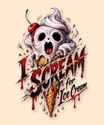 I Scream for Ice Cream PNG – Halloween Ghost Sublimation Design
