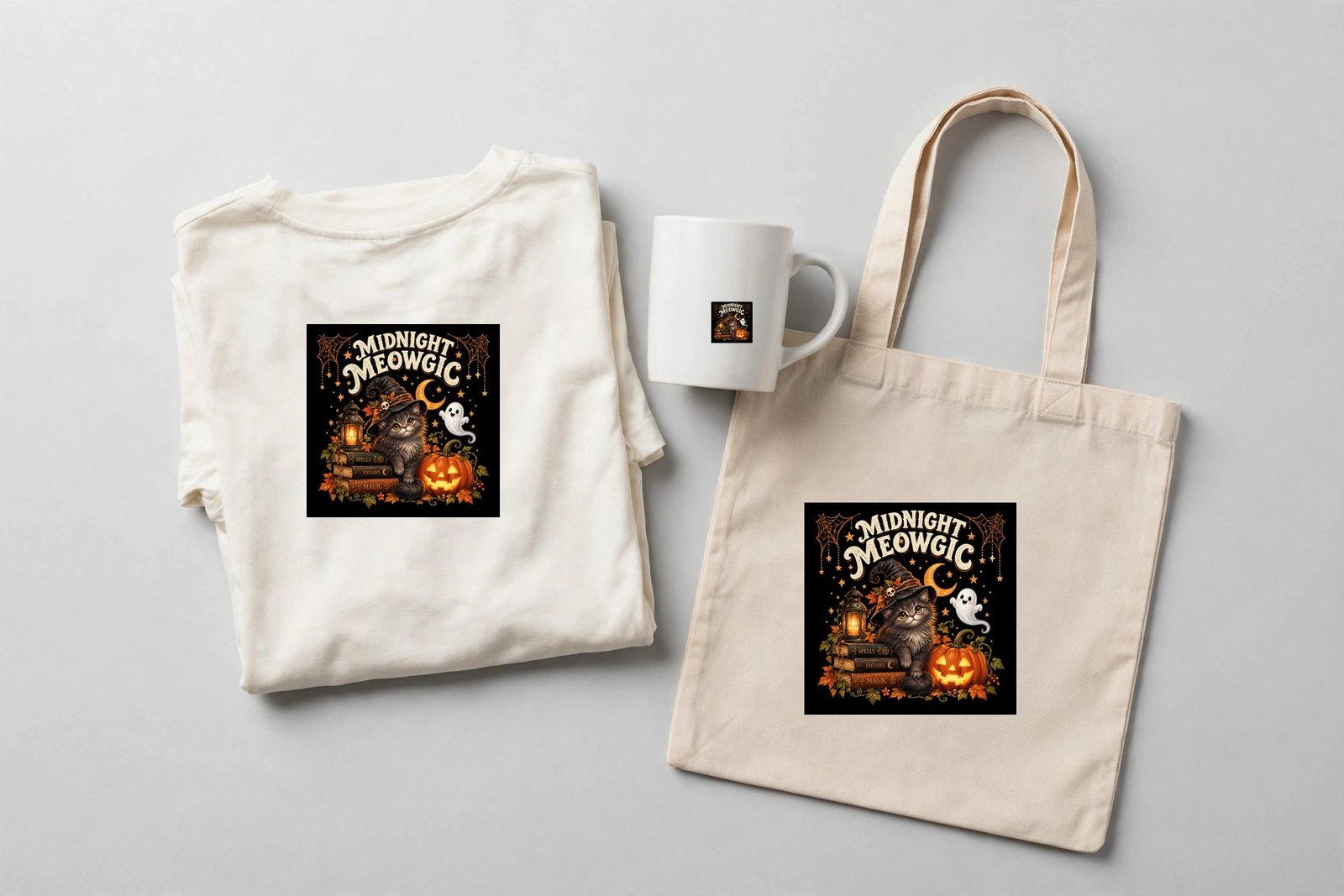 Midnight Meowgic Halloween Cat PNG – Witch Cat Sublimation Design - Image 6