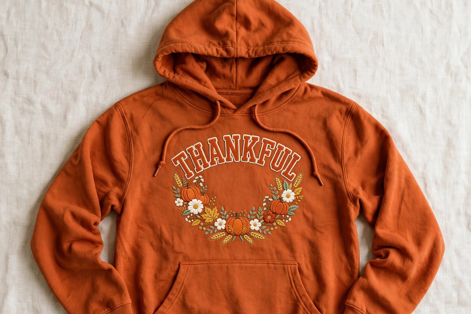 Thankful Retro Varsity PNG – Floral Pumpkin Fall Sublimation Design - Image 3
