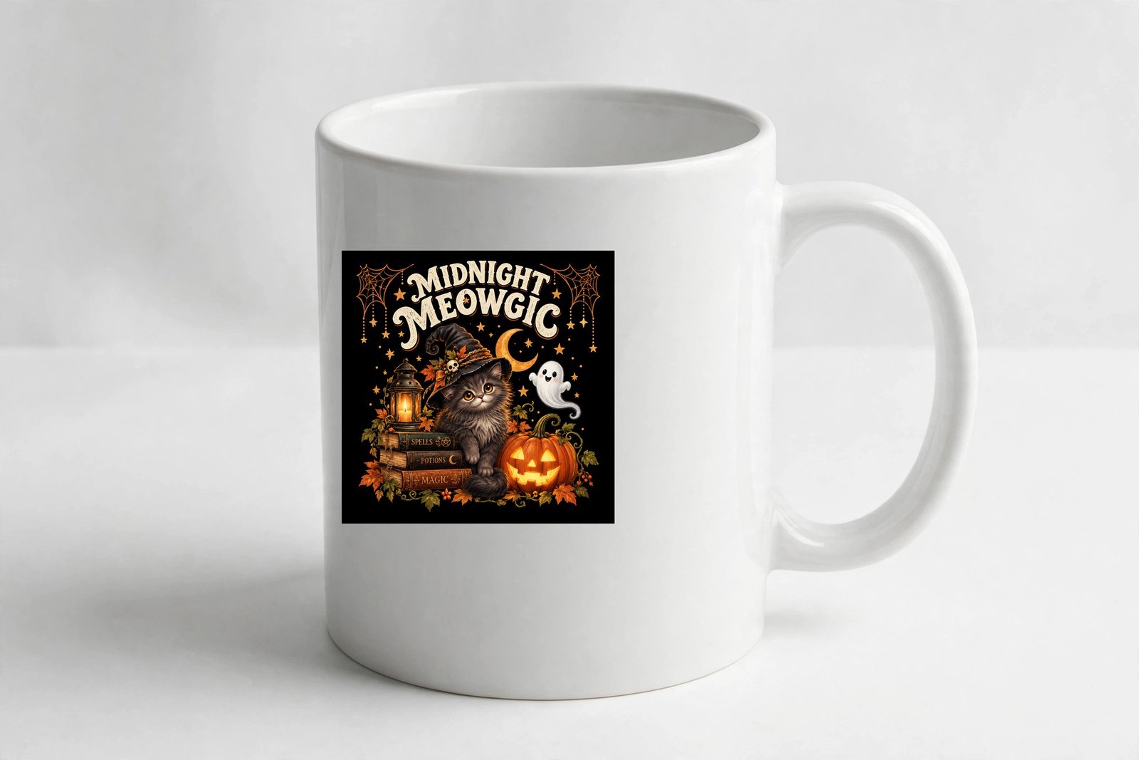 Midnight Meowgic Halloween Cat PNG – Witch Cat Sublimation Design - Image 3
