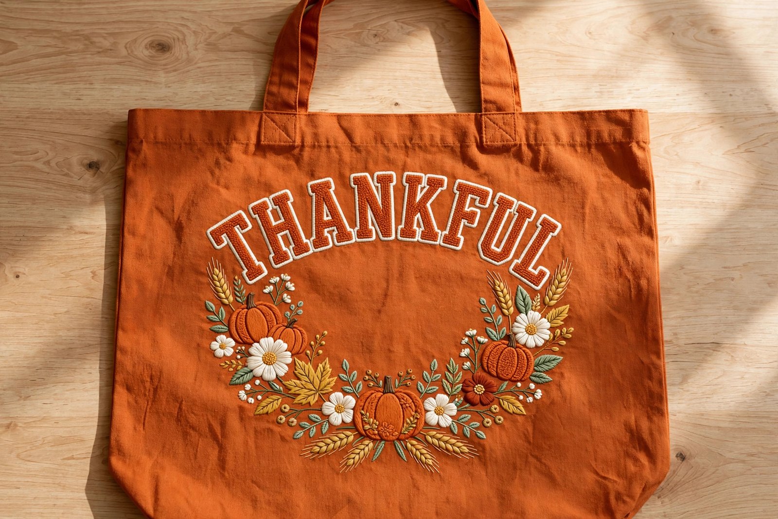 Thankful Retro Varsity PNG – Floral Pumpkin Fall Sublimation Design - Image 5