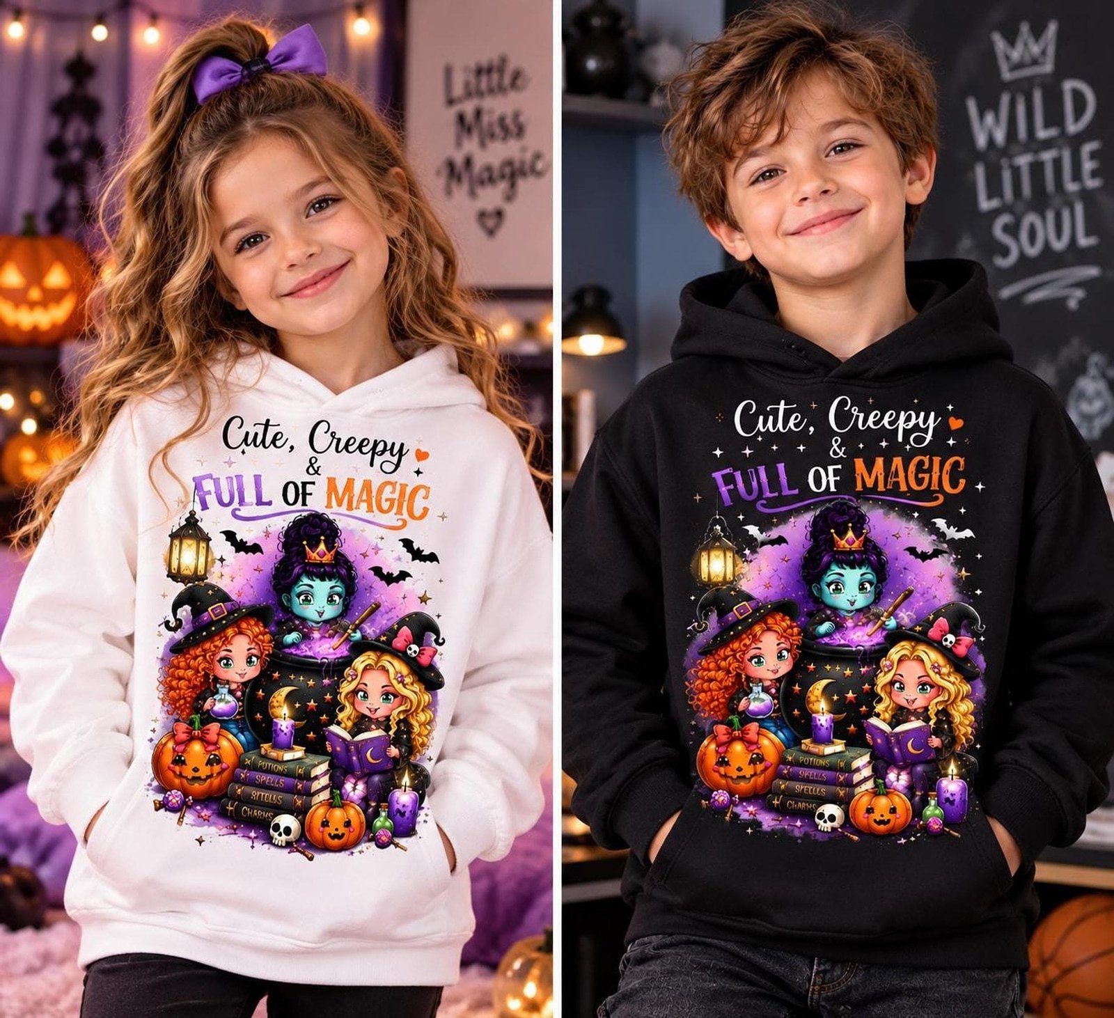 Witch Trio PNG Halloween Design, Colorful Three Witches Shirt Graphic, 300 DPI Files - Image 2