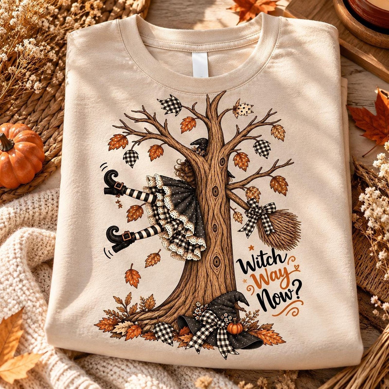Witch in Tree PNG, Halloween Witch Clipart, Spooky Tree Sublimation Design, Witch Shirt PNG, Halloween Digital Download - Image 2