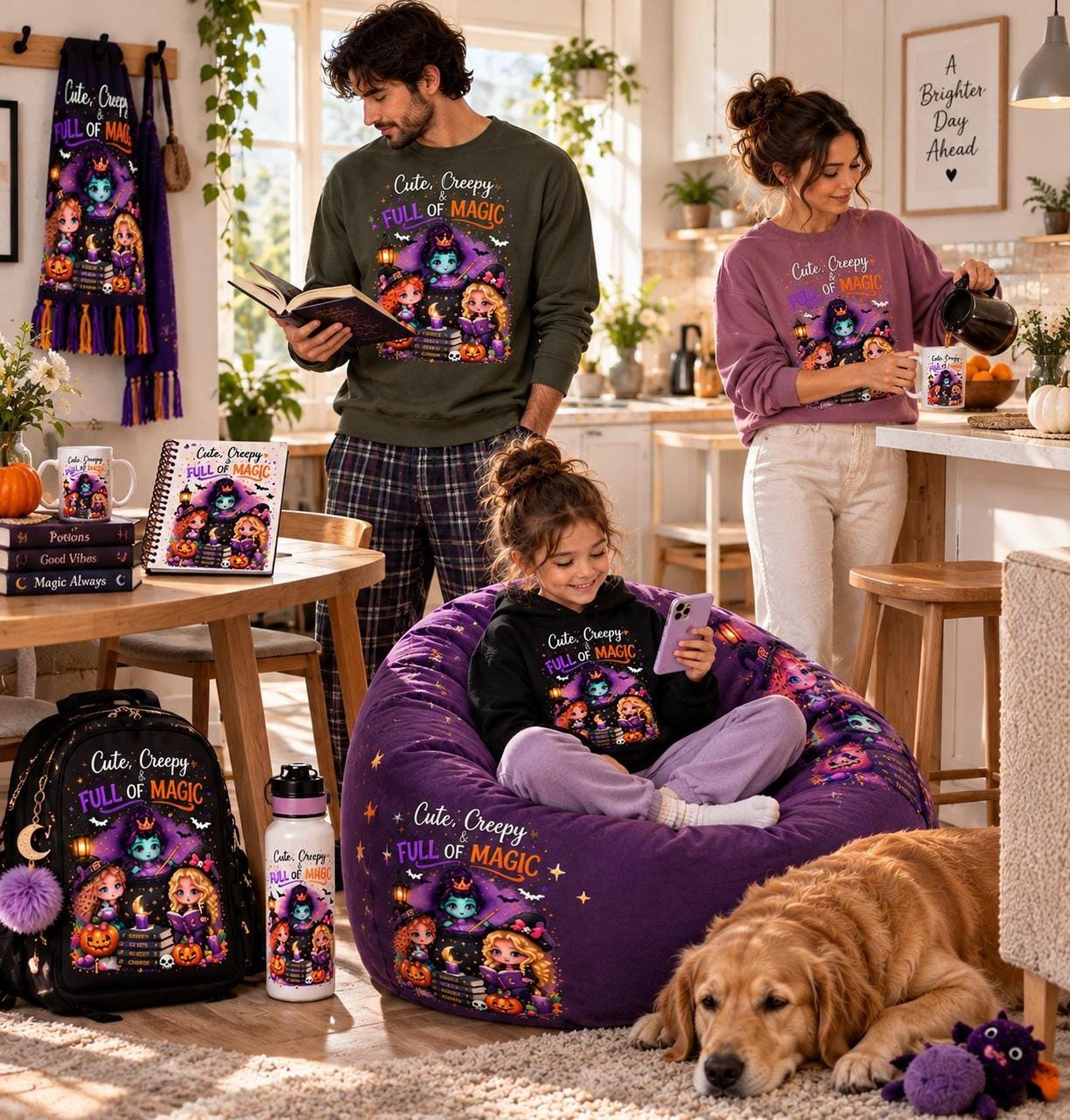 Witch Trio PNG Halloween Design, Colorful Three Witches Shirt Graphic, 300 DPI Files - Image 3