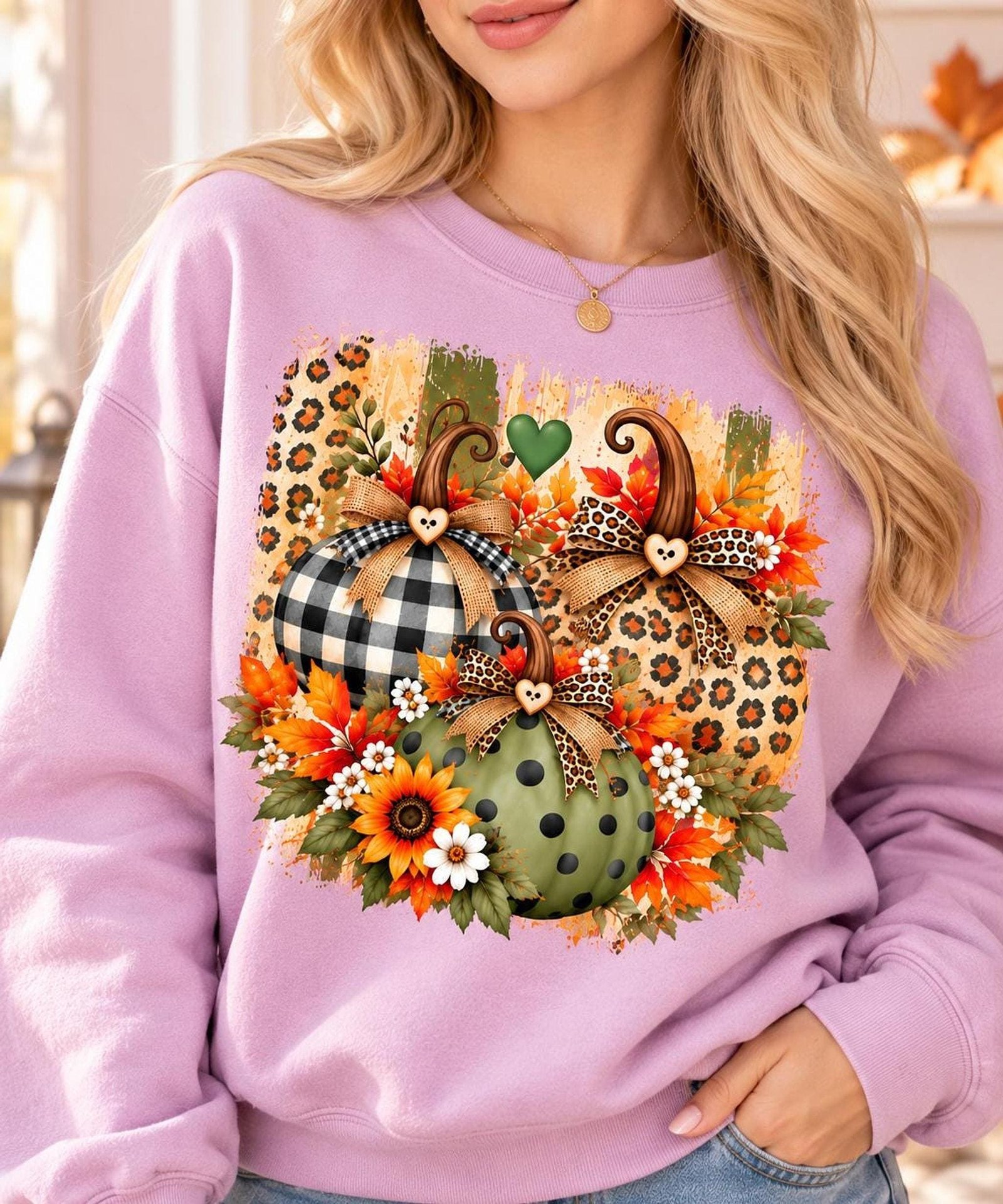 Fall Pumpkin PNG, Leopard And Buffalo Plaid Design, 4500 x Clipart - Image 3
