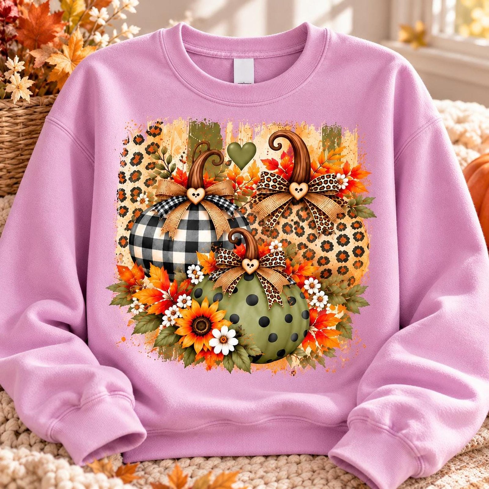 Fall Pumpkin PNG, Leopard And Buffalo Plaid Design, 4500 x Clipart - Image 4