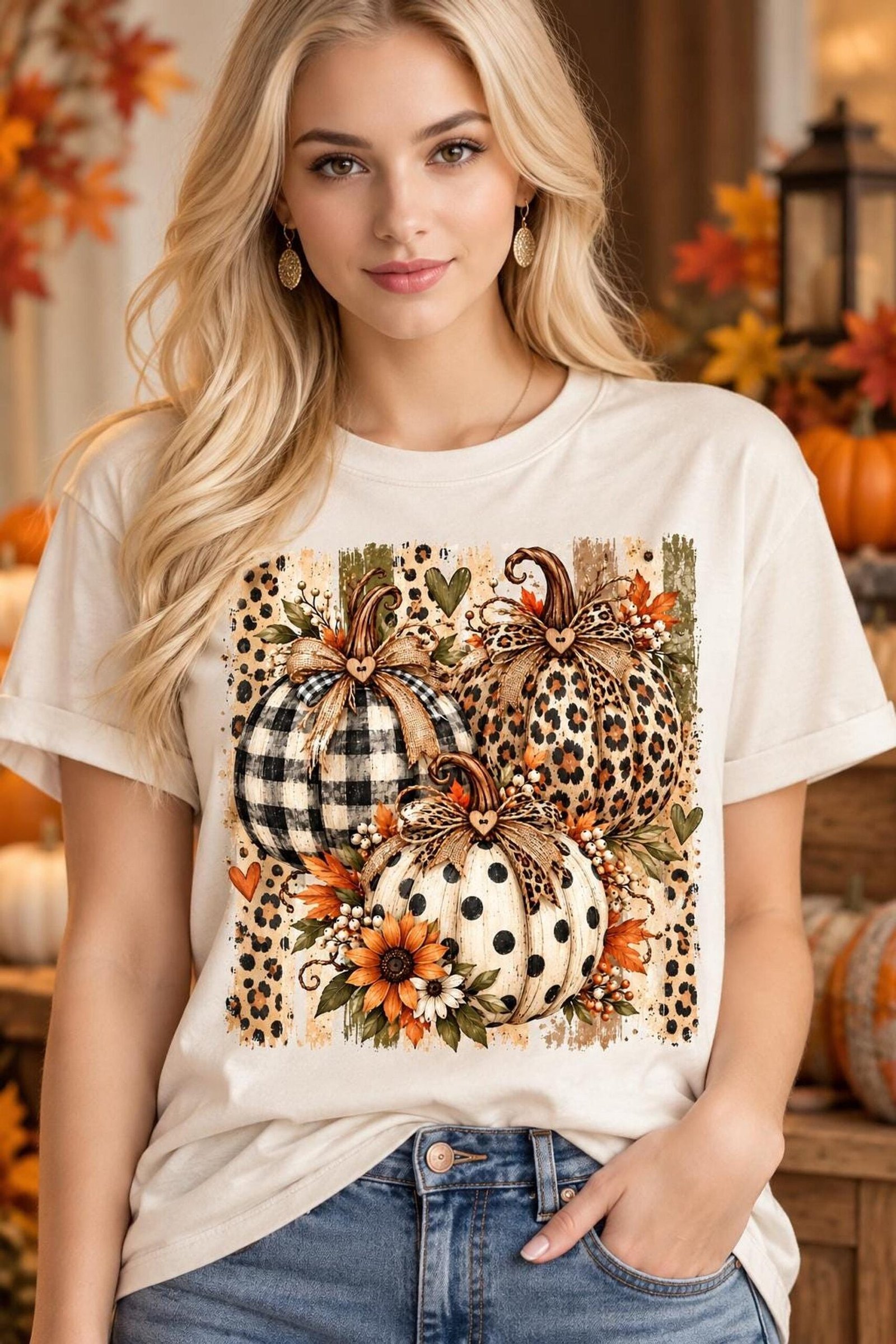 Fall Pumpkin PNG, Leopard And Buffalo Plaid Design, 4500 x Clipart - Image 5