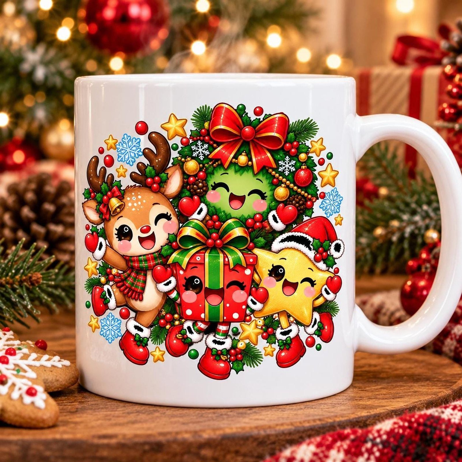 Kawaii Christmas Reindeer PNG, Cute Reindeer with Star Clipart, Christmas Sublimation Design, Kids Christmas Shirt PNG Download - Image 6