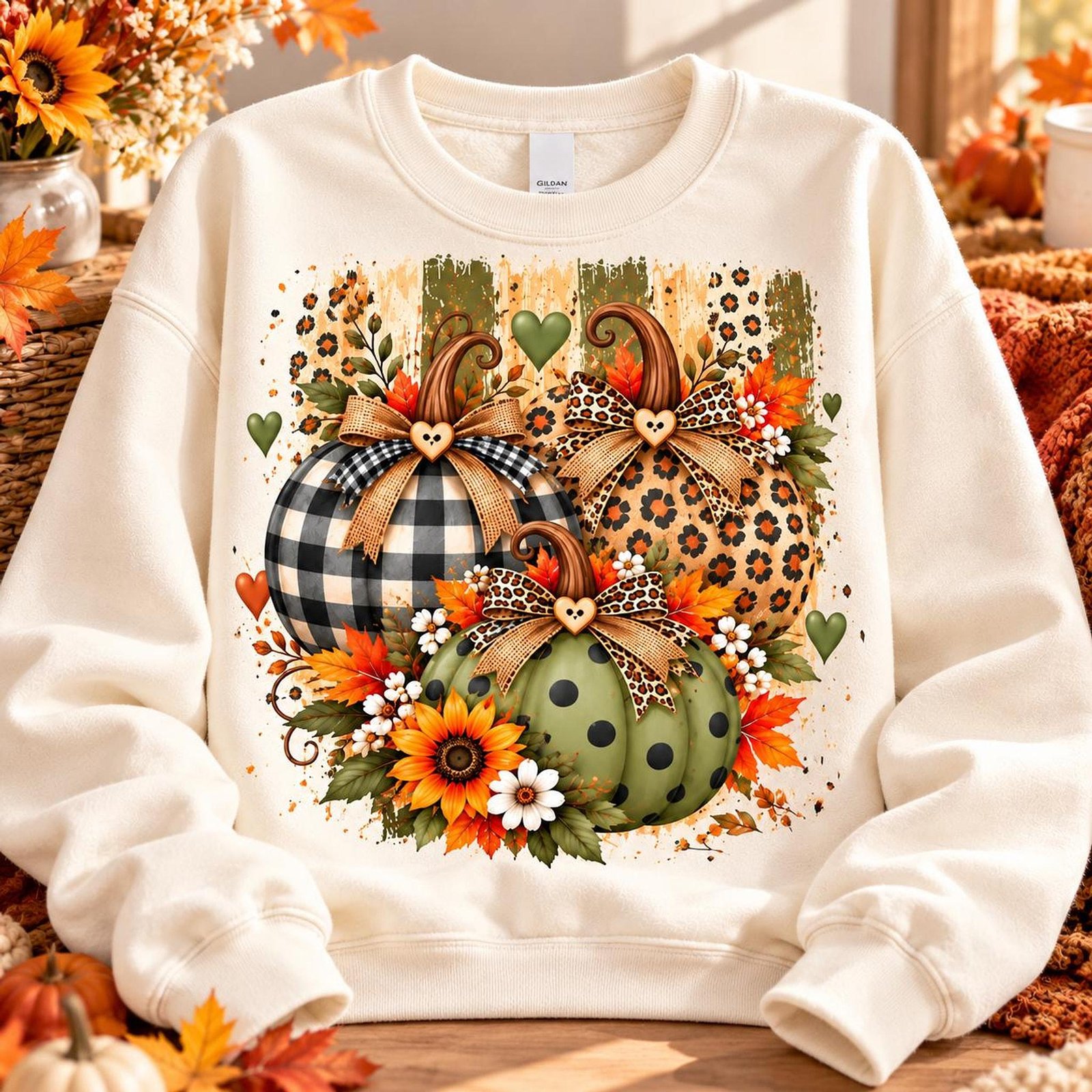 Fall Pumpkin PNG, Leopard And Buffalo Plaid Design, 4500 x Clipart - Image 6