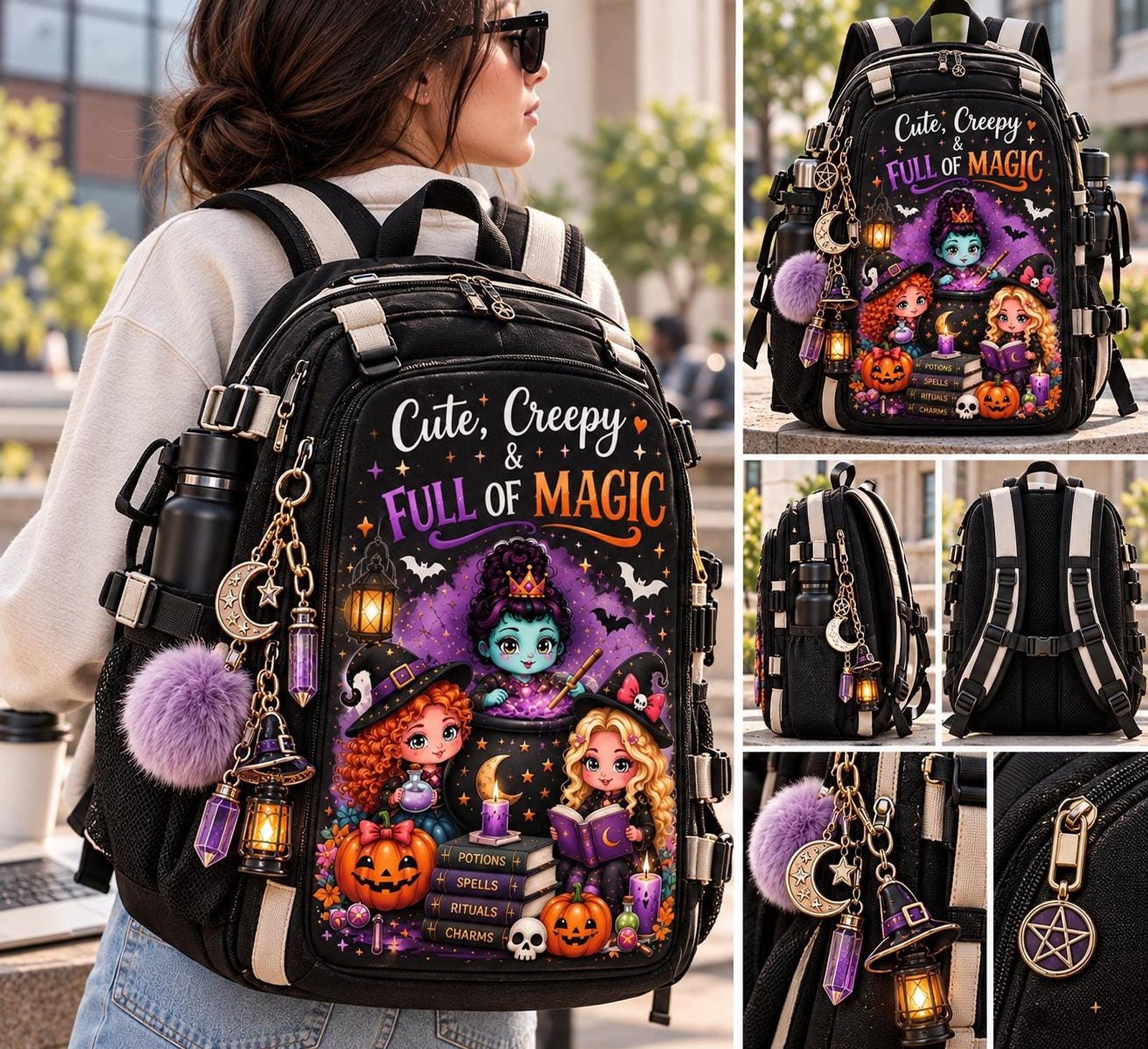 Witch Trio PNG Halloween Design, Colorful Three Witches Shirt Graphic, 300 DPI Files - Image 7