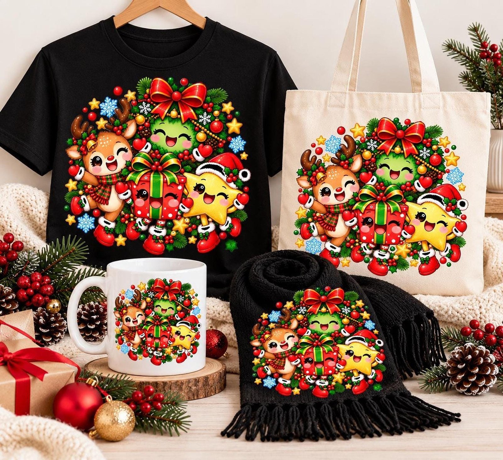 Kawaii Christmas Reindeer PNG, Cute Reindeer with Star Clipart, Christmas Sublimation Design, Kids Christmas Shirt PNG Download - Image 7