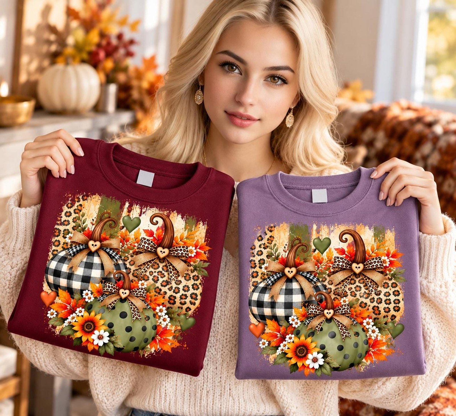 Fall Pumpkin PNG, Leopard And Buffalo Plaid Design, 4500 x Clipart - Image 7