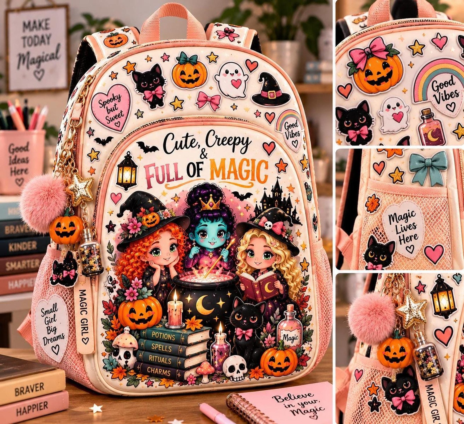 Witch Trio PNG Halloween Design, Colorful Three Witches Shirt Graphic, 300 DPI Files - Image 8