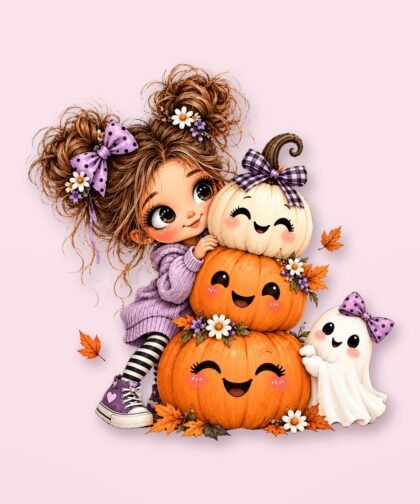 Halloween Girl Pose 1 PNG – Spooky Sublimation Clipart