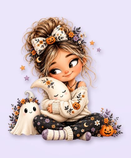 Halloween Girl Pose 2 PNG – Spooky Sublimation Clipart