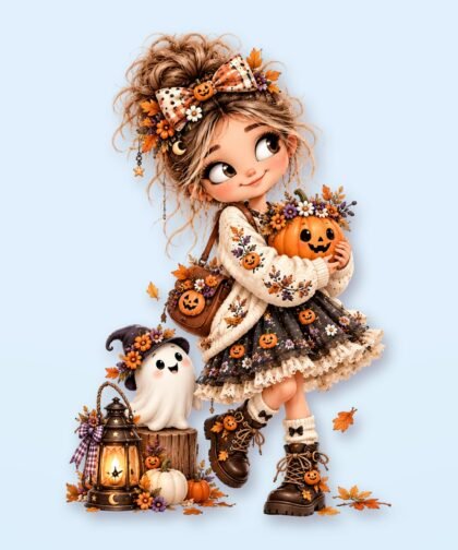 Halloween Girl Pose 6 PNG – Spooky Sublimation Clipart