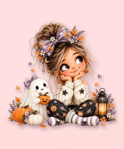 Halloween Girl Pose 7 PNG – Spooky Sublimation Clipart