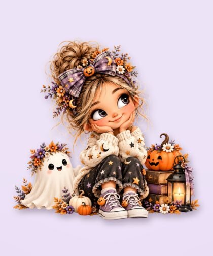 Halloween Girl Pose 8 PNG – Spooky Sublimation Clipart