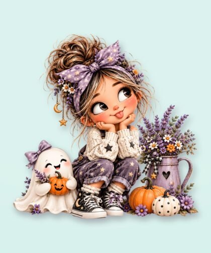 Halloween Girl Pose 9 PNG – Spooky Sublimation Clipart
