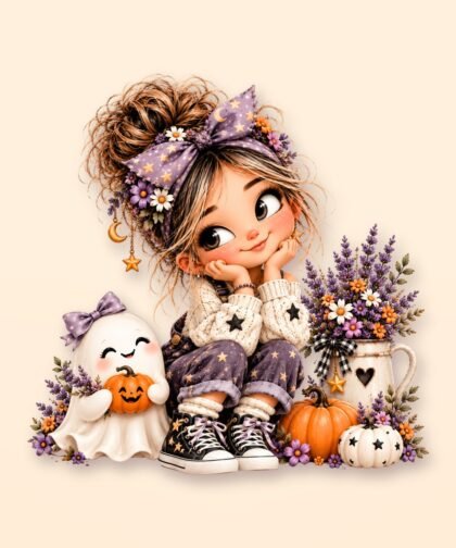 Halloween Girl Pose 10 PNG – Spooky Sublimation Clipart