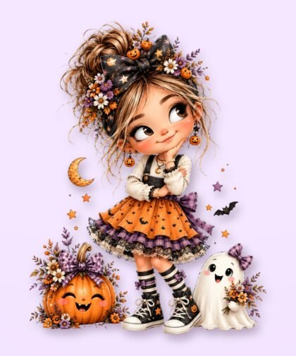 Halloween Girl Pose 11 PNG – Spooky Sublimation Clipart