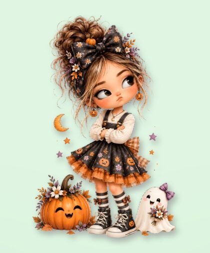 Halloween Girl Pose 12 PNG – Spooky Sublimation Clipart