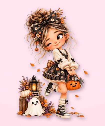 Halloween Girl Pose 13 PNG – Spooky Sublimation Clipart