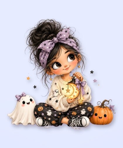 Halloween Girl Pose 14 PNG – Spooky Sublimation Clipart