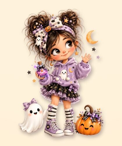 Halloween Girl Pose 15 PNG – Spooky Sublimation Clipart