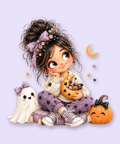Halloween Girl Pose 18 PNG – Spooky Sublimation Clipart