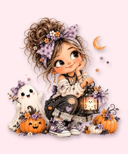 Halloween Girl Pose 20 PNG – Spooky Sublimation Clipart