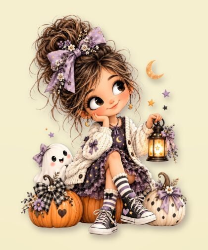 Halloween Girl Pose 22 PNG – Spooky Sublimation Clipart
