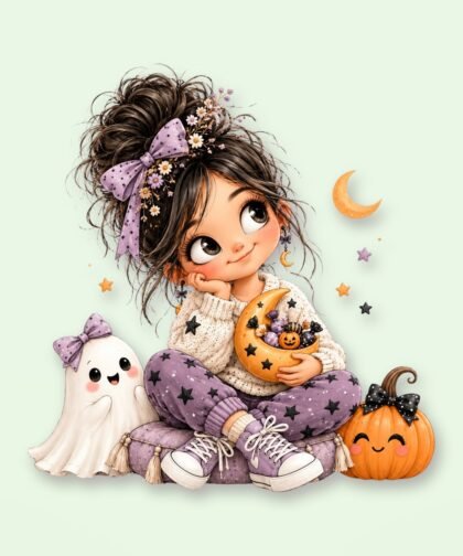 Halloween Girl Pose 23 PNG – Spooky Sublimation Clipart