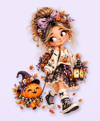 Halloween Girl Pose 26 PNG – Spooky Sublimation Clipart