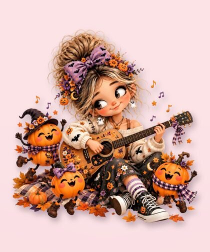 Halloween Girl Pose 27 PNG – Spooky Sublimation Clipart