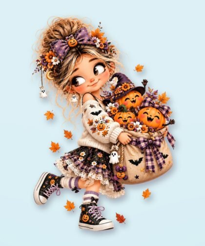Halloween Girl Pose 28 PNG – Spooky Sublimation Clipart