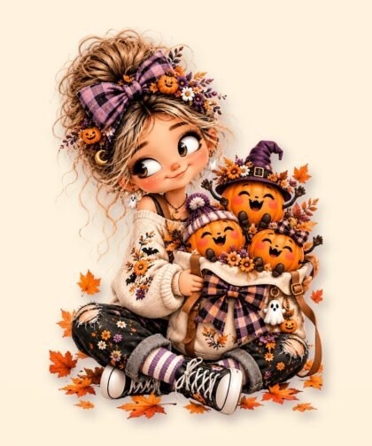 Halloween Girl Pose 29 PNG – Spooky Sublimation Clipart