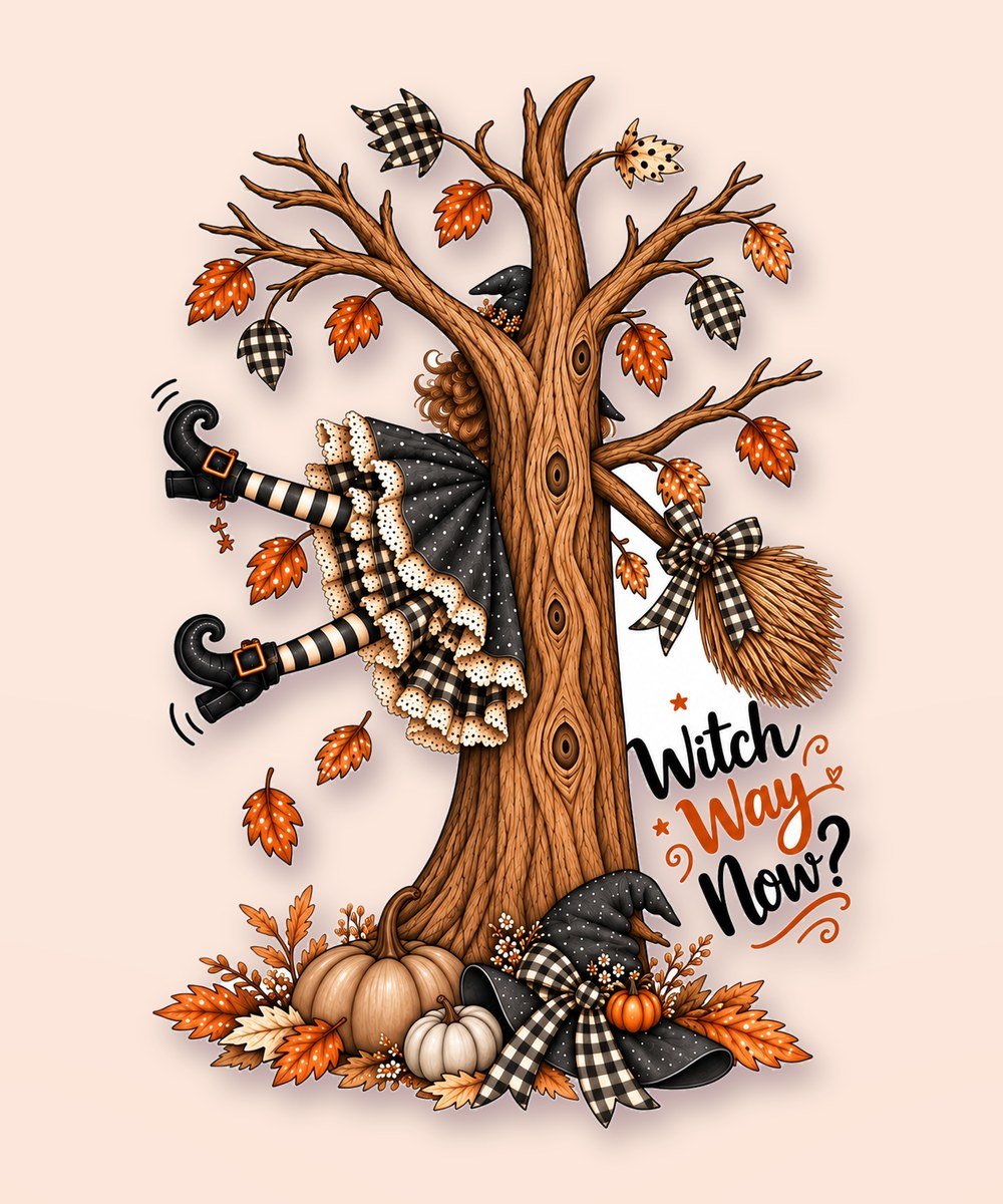 Witch in Tree PNG, Halloween Witch Clipart, Spooky Tree Sublimation Design, Witch Shirt PNG, Halloween Digital Download